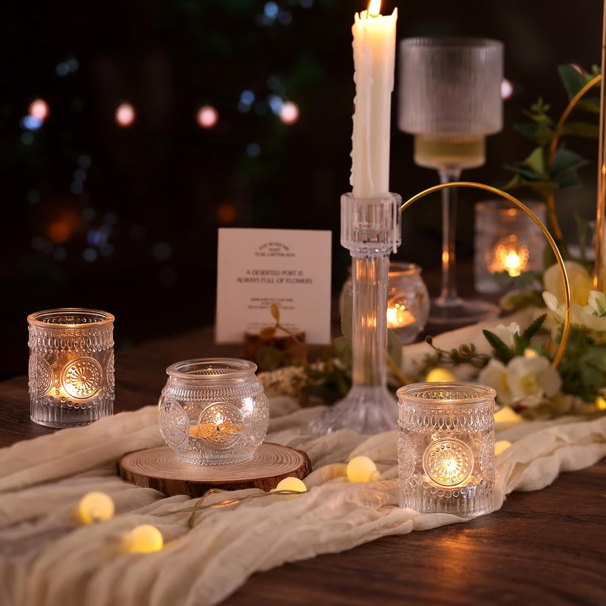 DARJEN 24Pcs Clear Votive Candle Holders - Glass Tea Light Candle Holder, Candle Holders Bulk