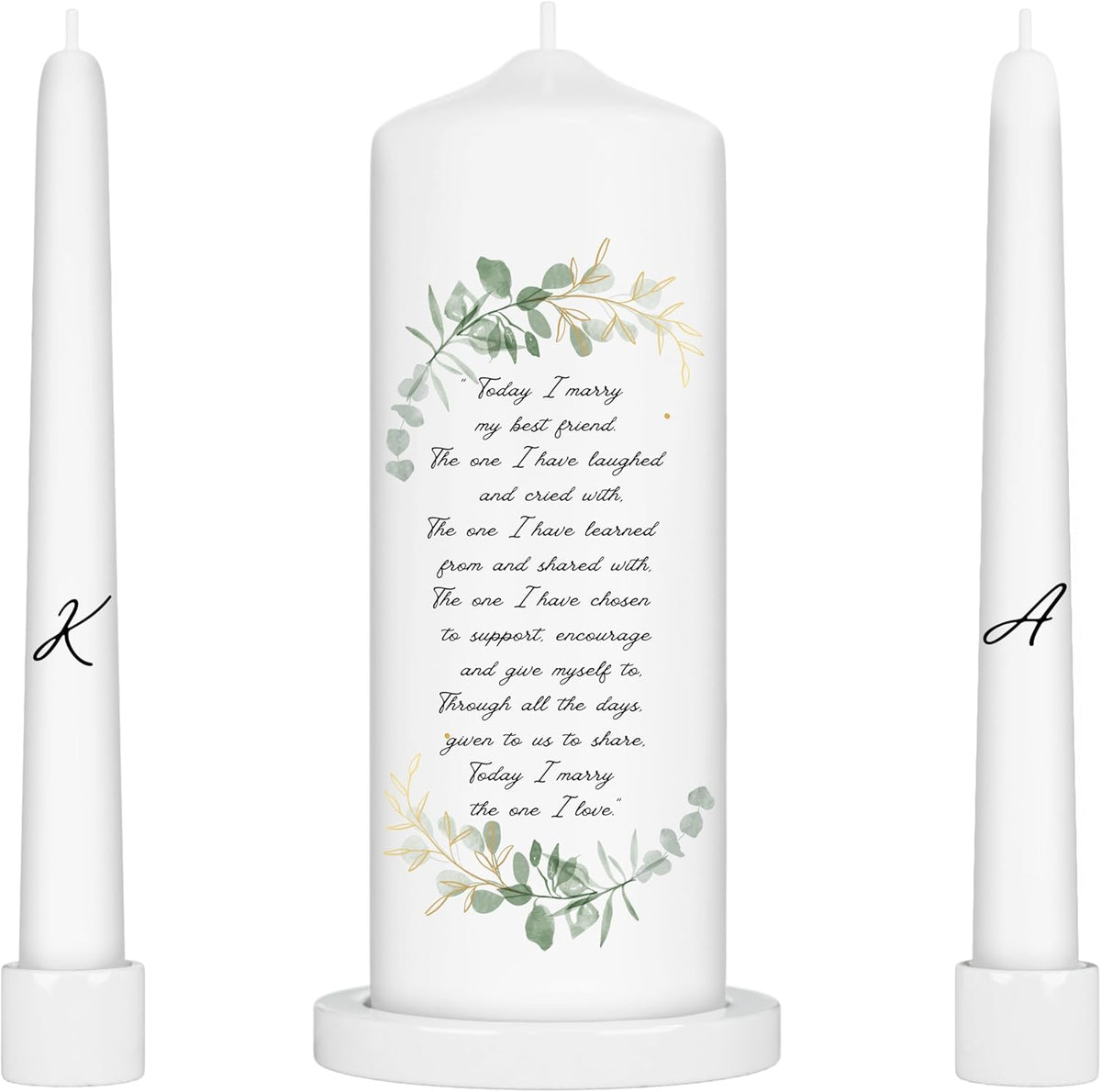 Unity Candles for Wedding, Modern Unity Set, Custom and Personalized Taper Candles with Bible