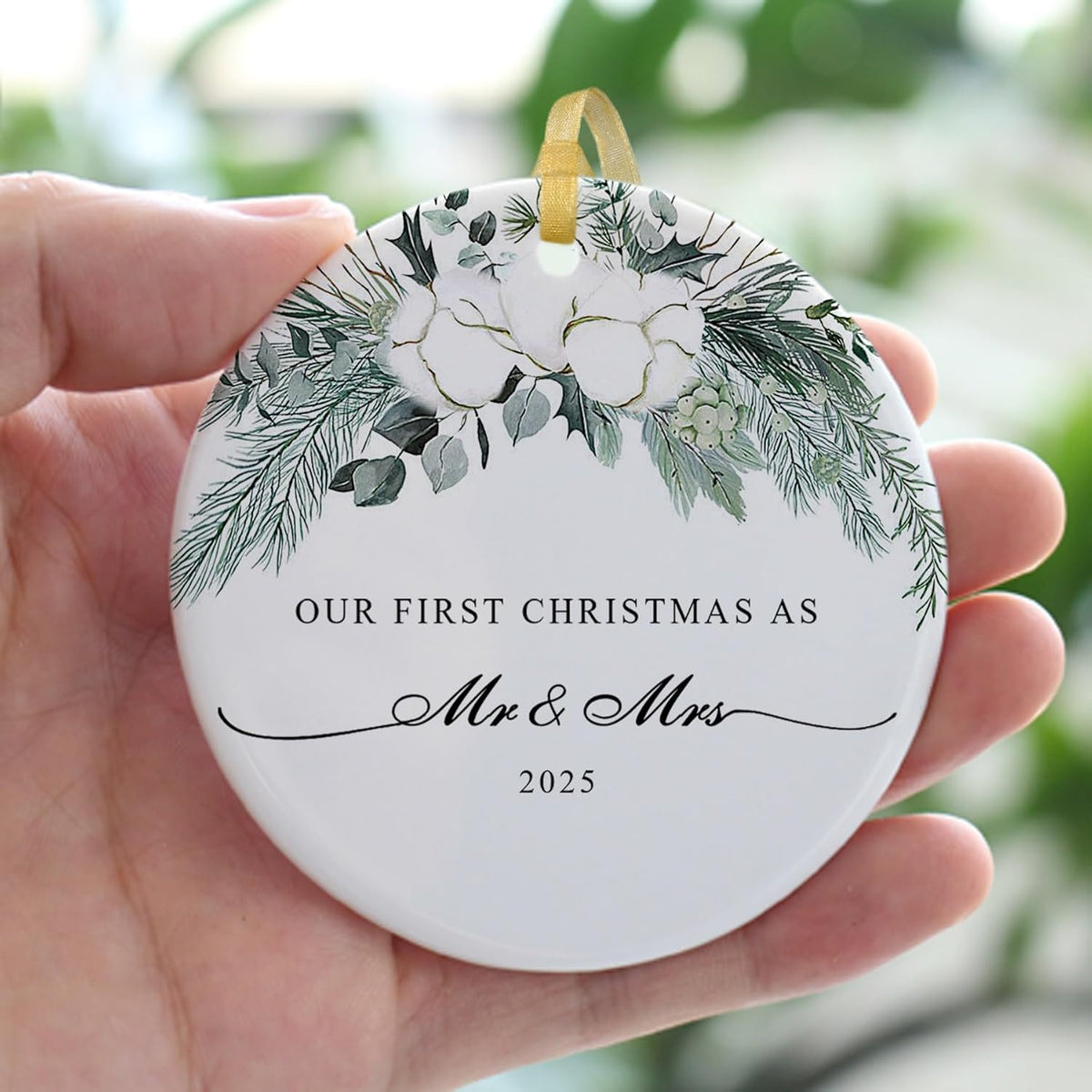 2025 First Christmas Married Ornament,First Year as Mr and Mrs Christmas Hanging Ornament Wedding