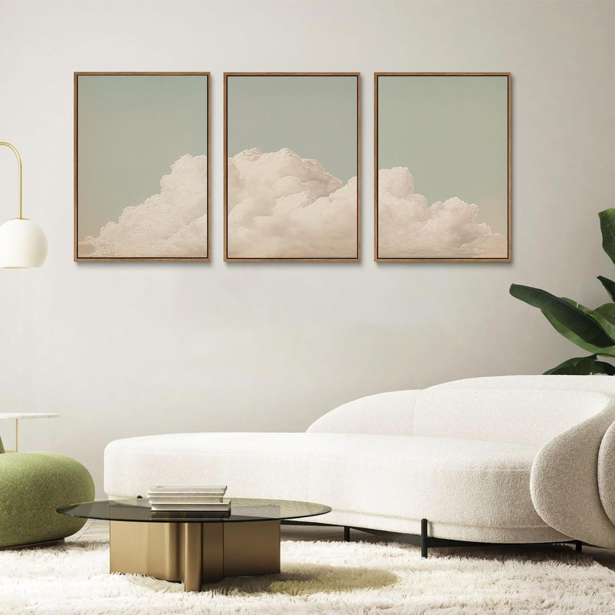 myusuar 3 Piece Large Modern Abstract Canvas Framed Wall Art For Living Room, Dearm Cloud
