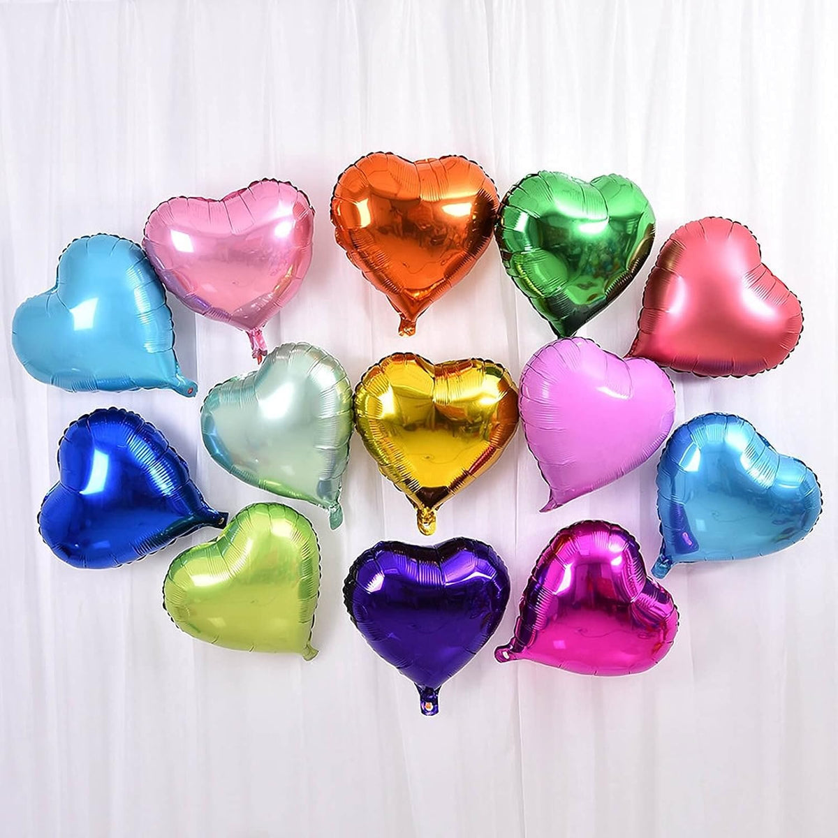 10Pcs Green Foil Heart Shaped Balloons 18 Inch Mylar for Baby Shower, Wedding, Valentine