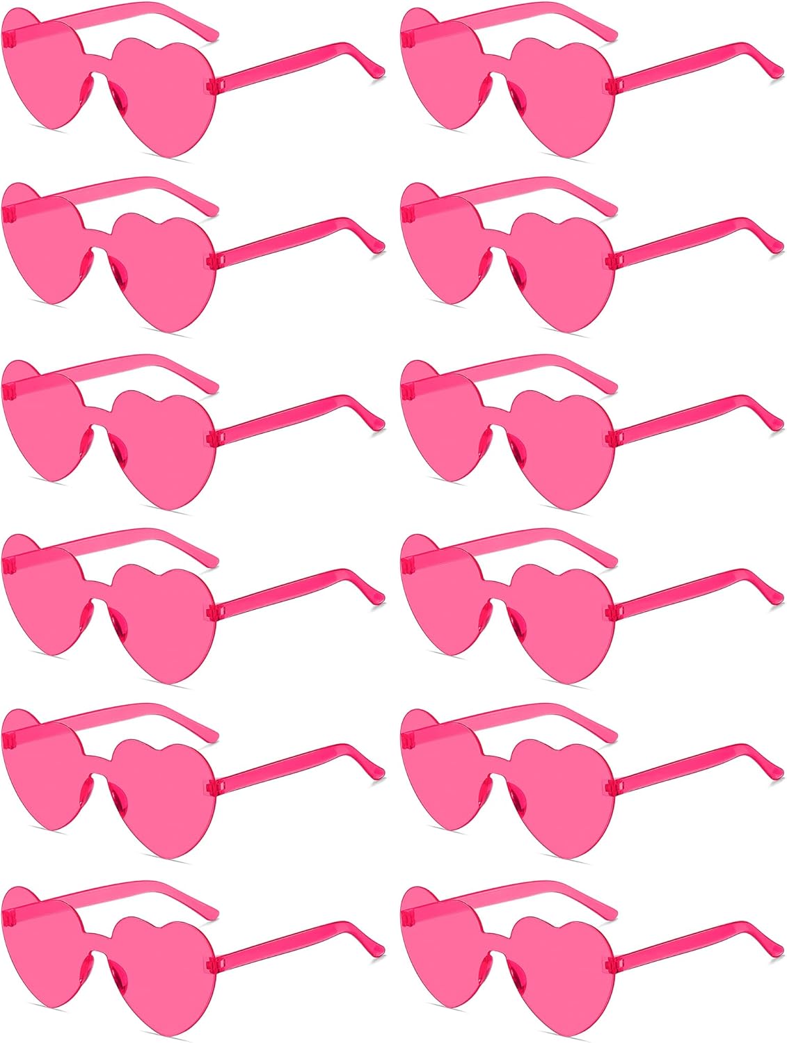 12/20/24 Pairs Heart Sunglasses for Women Men, Trendy Heart Shaped Rimless Transparent Sunglasses