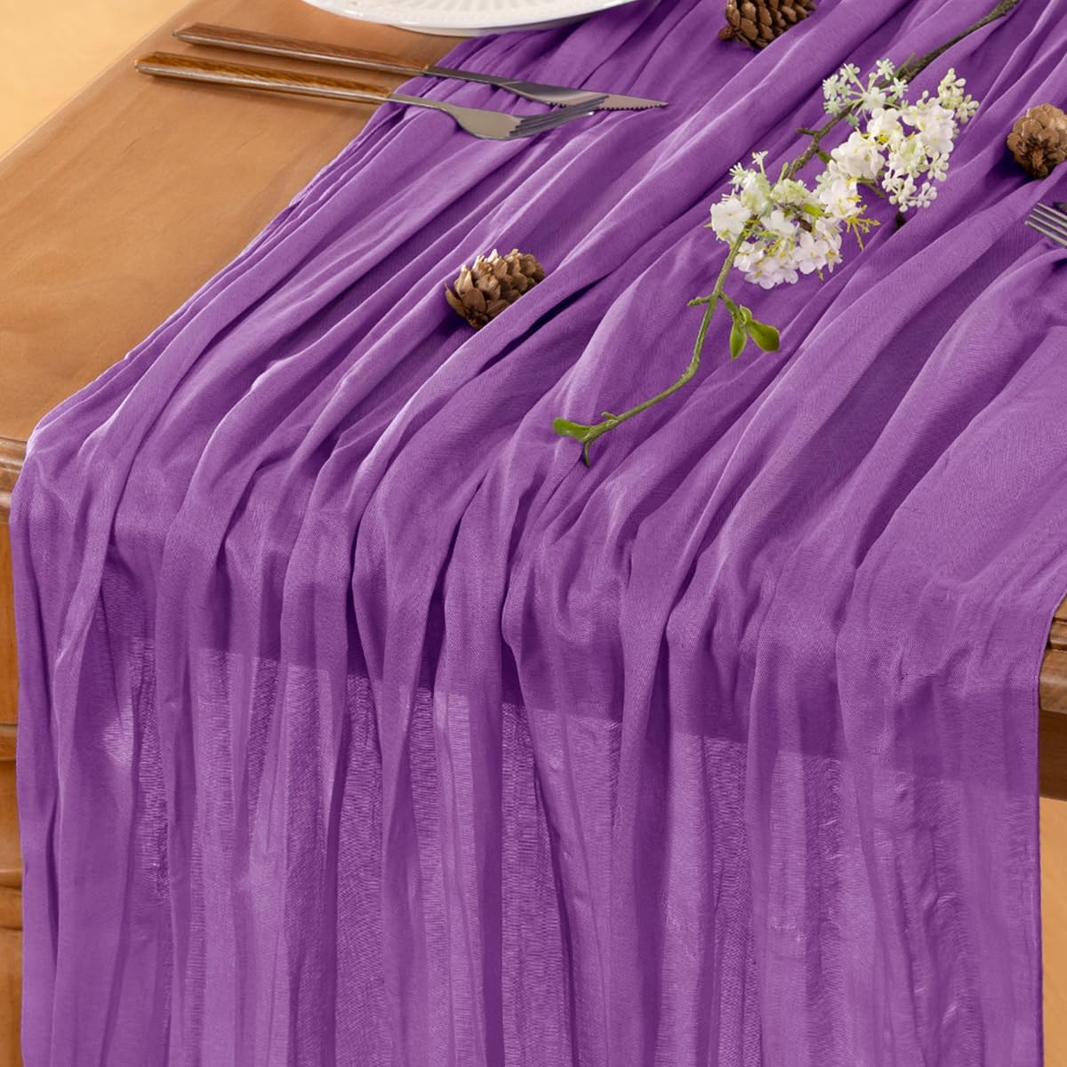 Purple Table Runner Cheesecloth Table Runner 10FT Farmhouse Table Runners 120 Inches Fall Table