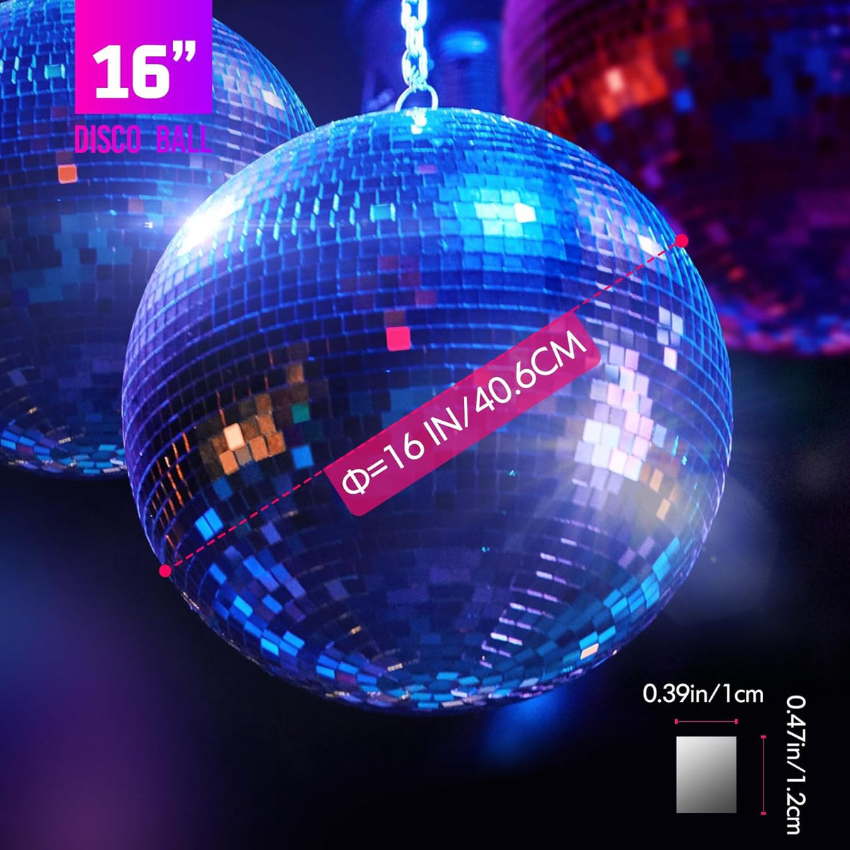 Faeshoo 16inch Large Disco Ball Mirror Ball for Disco Party Decorations, Disco Ball x 1pc