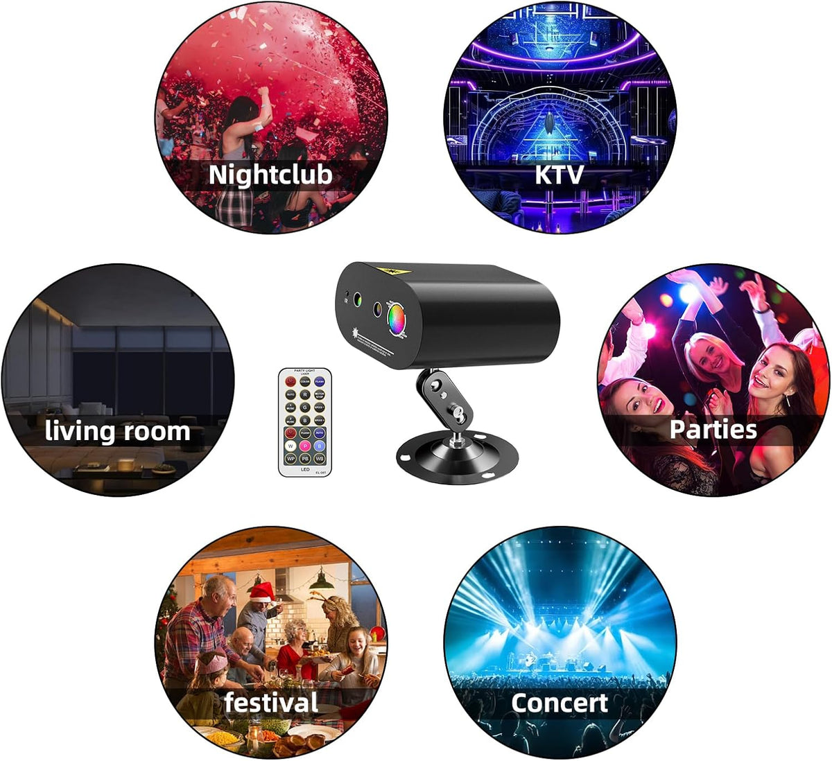 DJ Disco Ball Party Lights with Sound-Activated Remote, Durable ABS RGB LED Strobe Stage Lighting