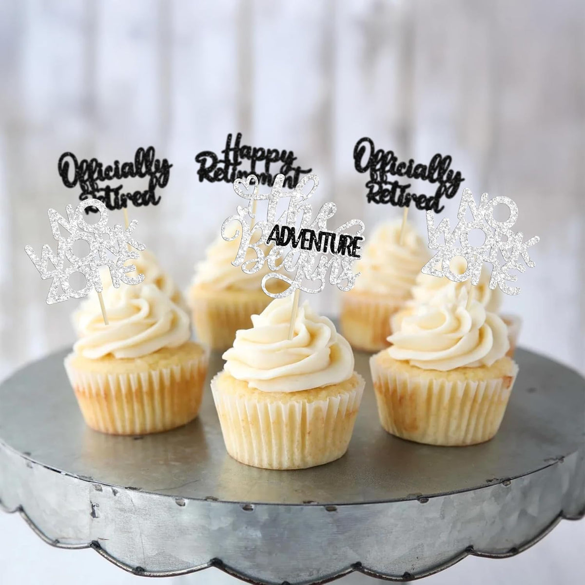 24Pcs Happy Retirement Cupcake Toppers Officially Retired Cake Toppers No Work Zone Adventure