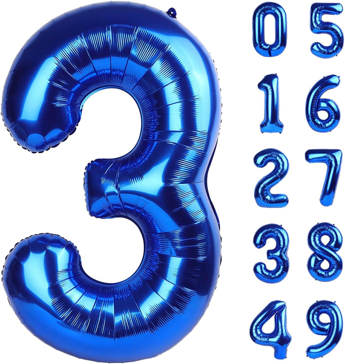 Large Navy Blue 3 Number Balloon 40 Inch, 3 Three Wednesday Birthday Balloons,3rd 13 30 31 33 53