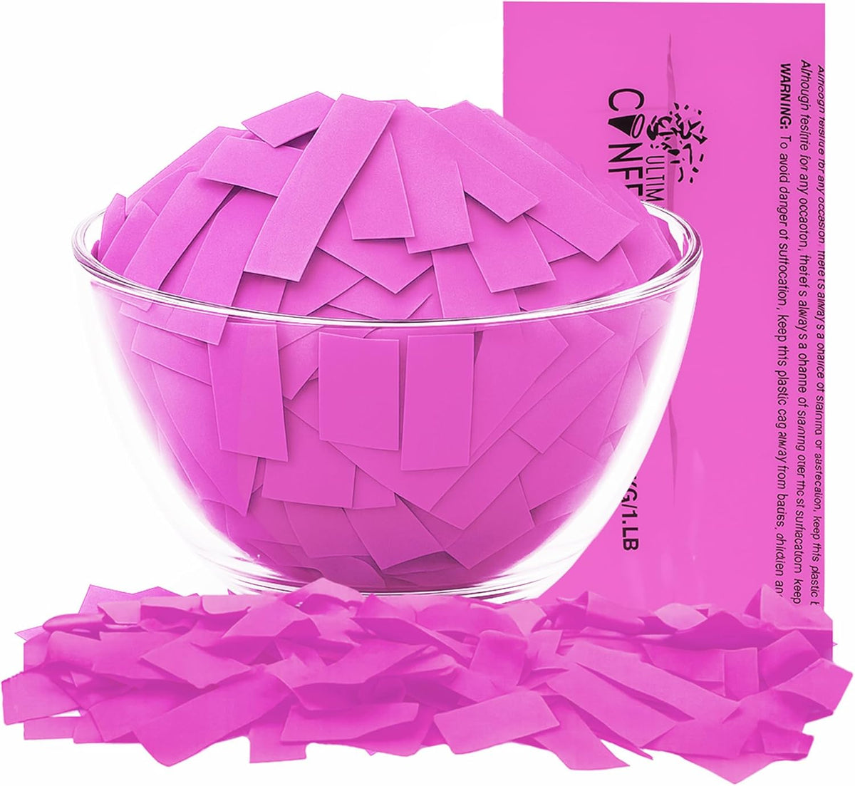 Pink Biodegradable Confetti - Rectangular Fluttering Tissue Paper Confetti for Cannon and Launcher