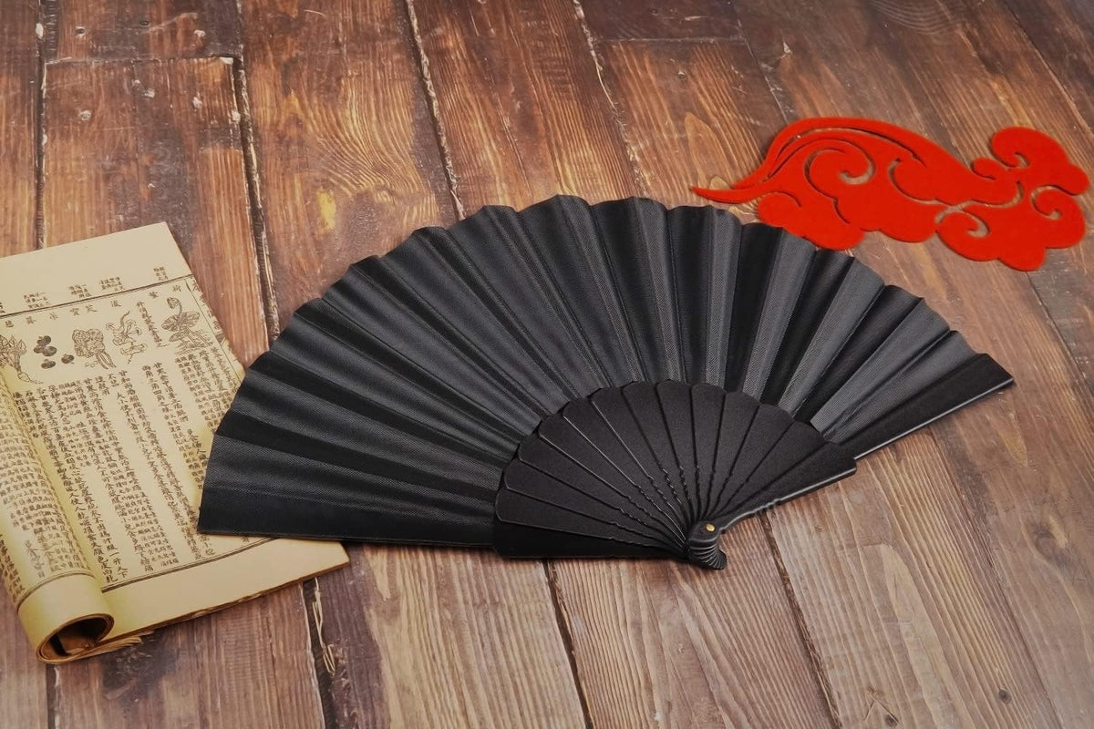 HUNANBANG 4 Pieces Folding Hand Fans Church Wedding Gift, Party Favors, DIY Decoration Gift Size9