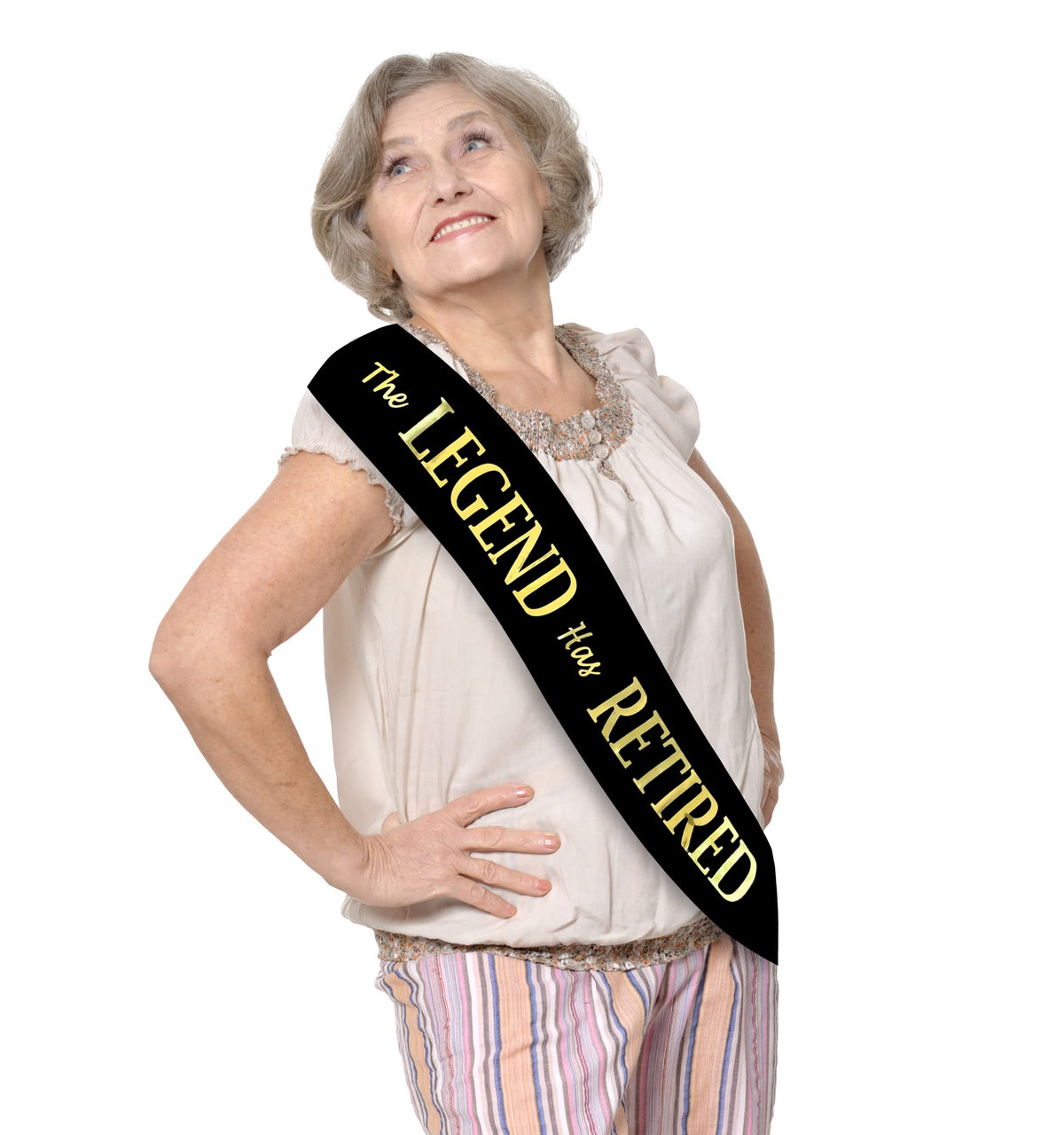 JPACO The Legend Has Retired Sash – Elegant Black and Gold Foil Legendary Sash for Both Women and