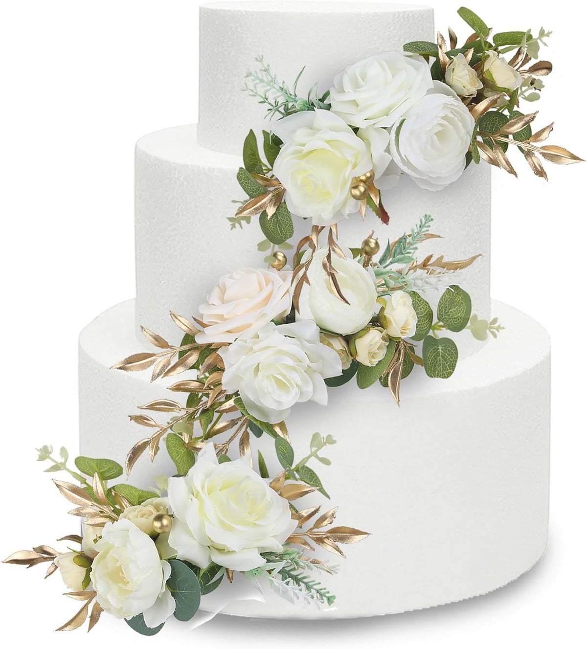 Rinlong 3Pcs Pre-made Cake Toppers Flowers Cake Decorations Wedding Cake Decorating Flowers Decor