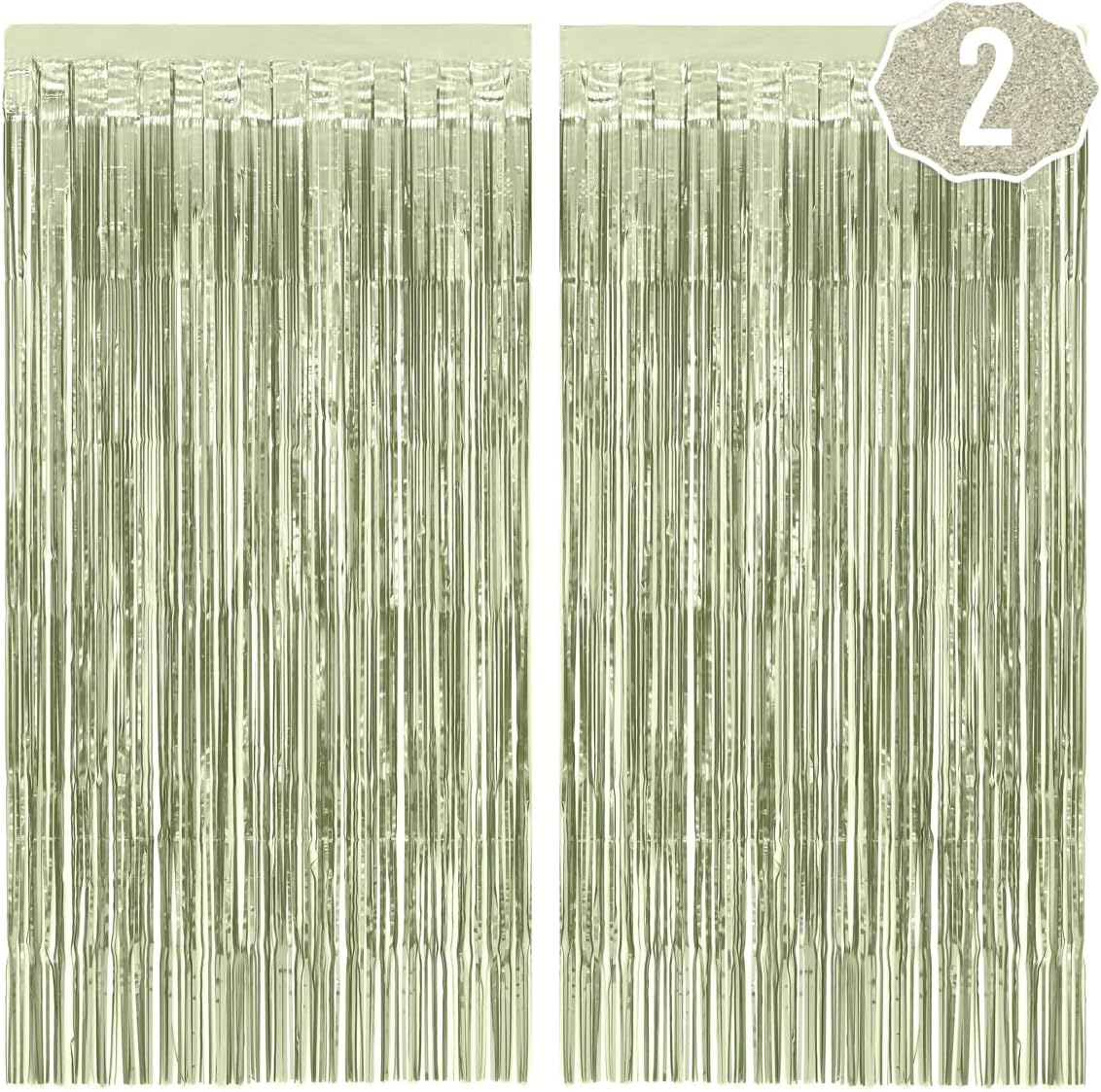 xo, Fetti Party Decorations Sage Green Foil Curtain - Set of 2 | Bachelorette Party Supplies, Cute