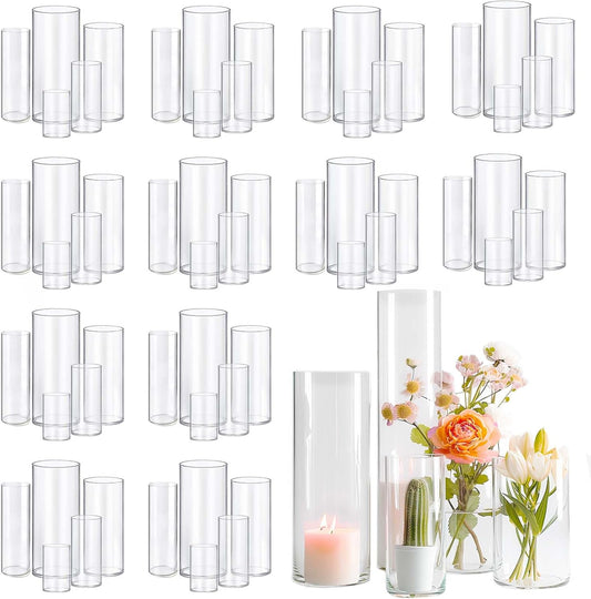 60pcs Glass Vase Cylinder Vases for Centerpieces Small Flower Glass Clear Vases Home Decor