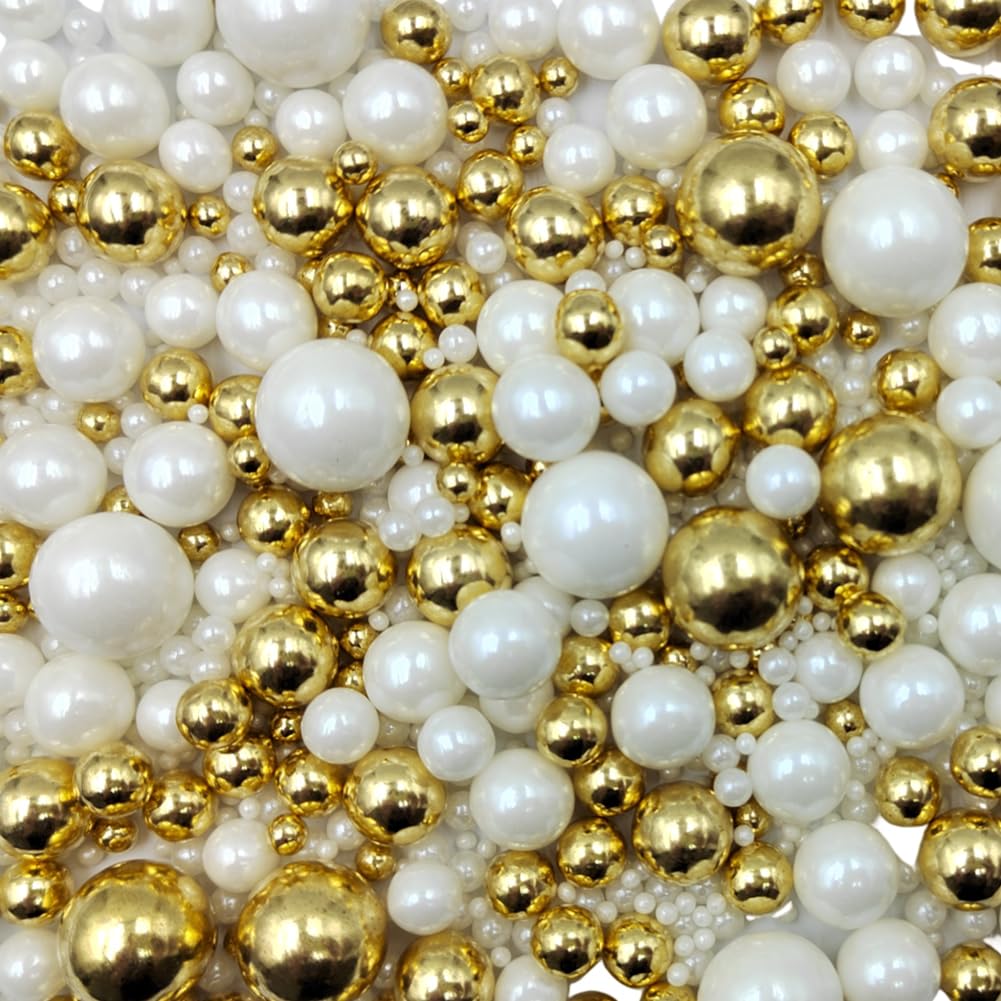 Edible Pearl Sugar Sprinkles White Gold Candy Mixing Size Baking Edible Cake Decorations Cupcake