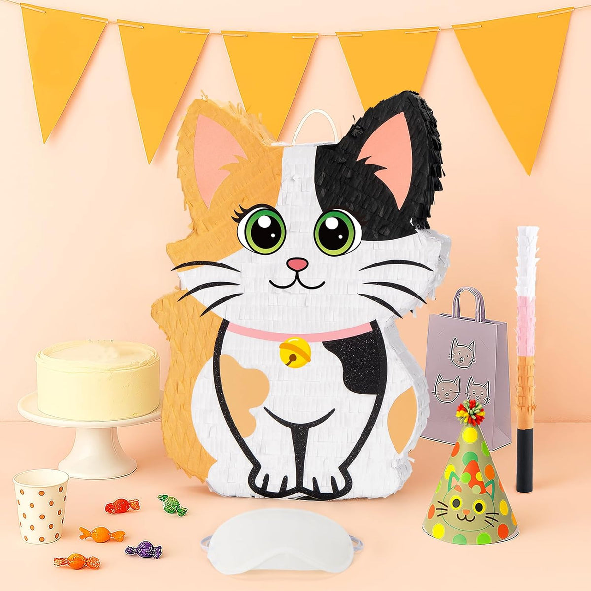 Wernnsai Kitten Cat Piñata - Cat Kitten Decorations For Kids Girls Birthday Cute Animal Party Game