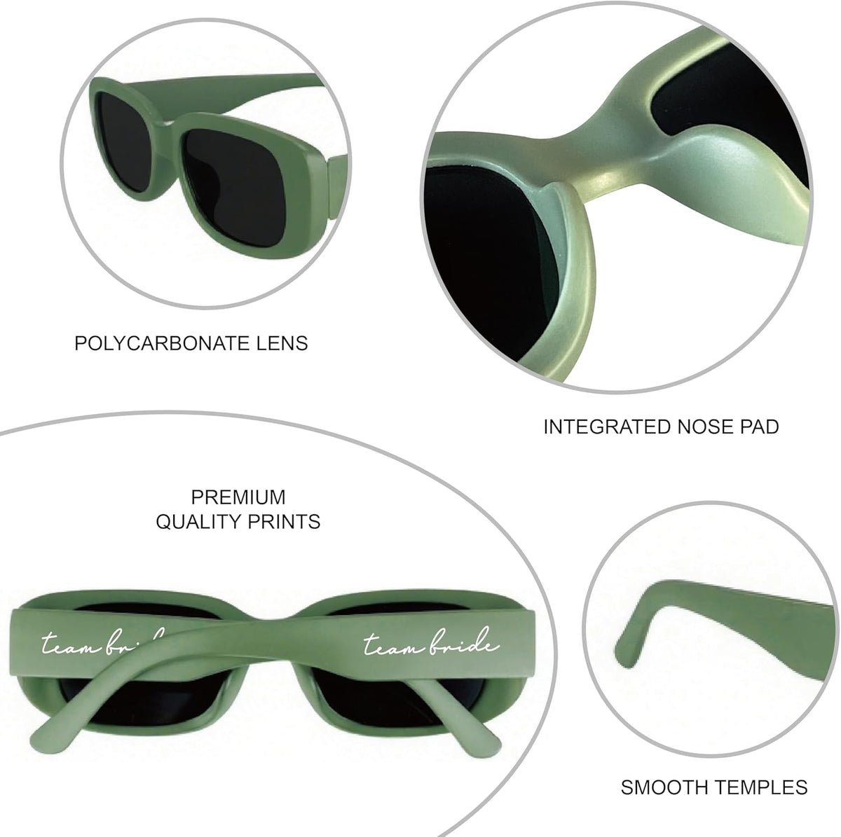 Bride Squad Bachelorette Party Favors 10 Pcs Team Bride Sunglasses Retro Rectangle Bridesmaid Gifts