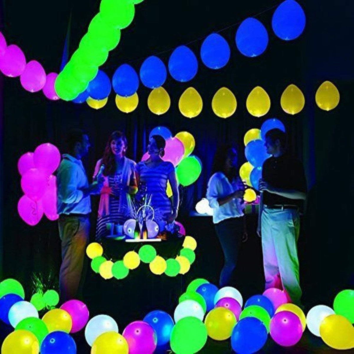 50 LED Light Up Balloons Mixed Colors Flashing Lasts 24 Hours Christmas Halloween Party Favors