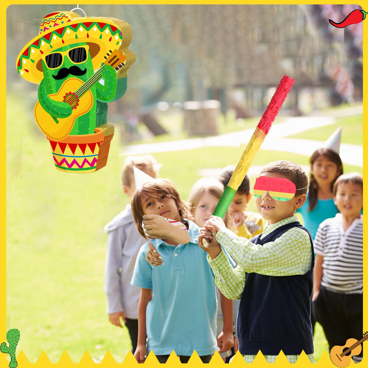 Harrycle Cactus Piñata for Cinco De Mayo Mayo Sombrero Party Hats Mexican Fiesta Decorations with