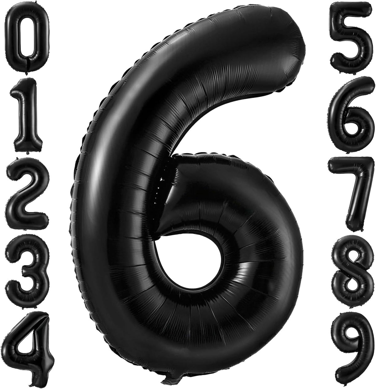 Black 6 Balloon Number,40 Inch Number 6 Balloon Large Black 6 Foil Mylar Helium Balloon for