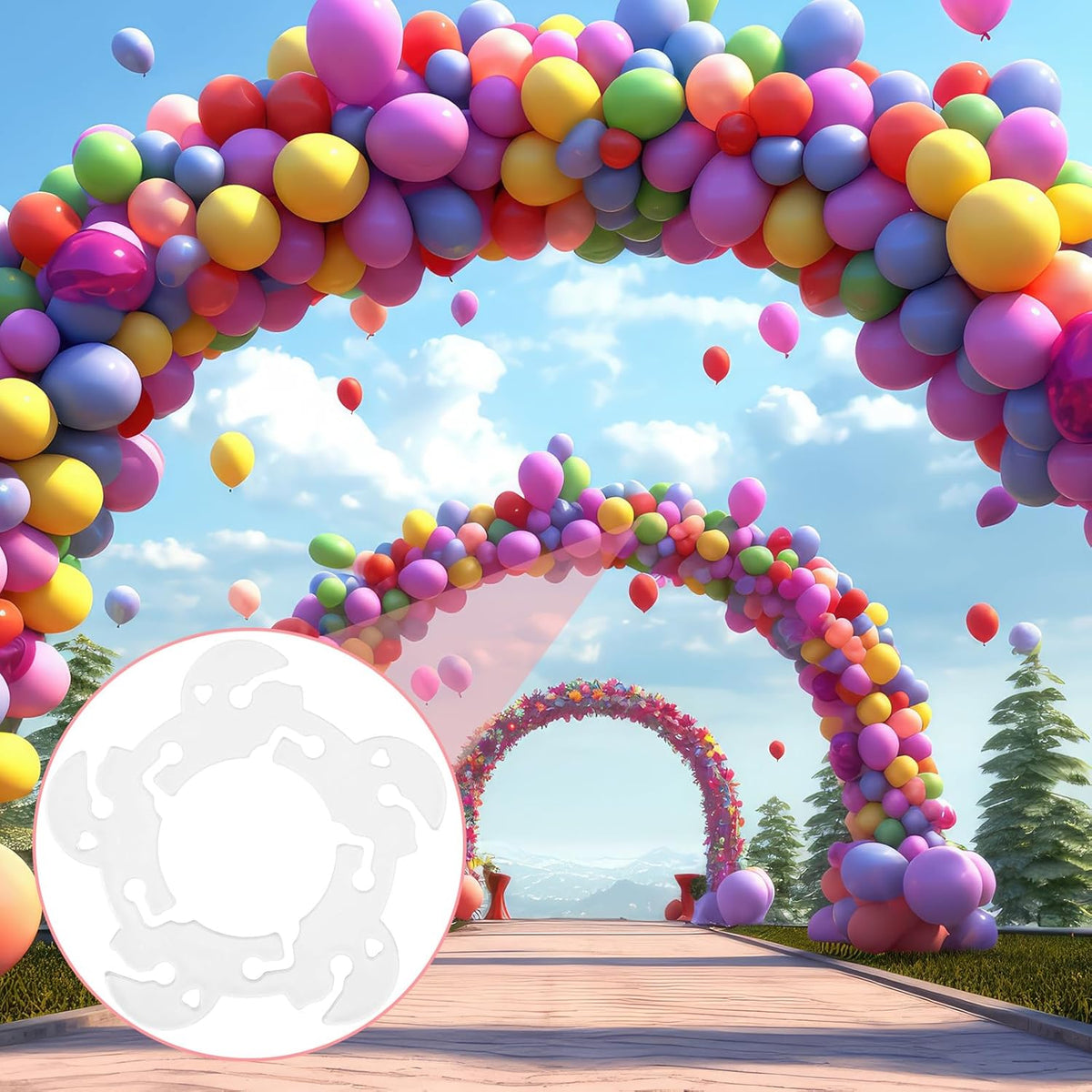 Syhood 200 Pcs Balloon Clips for Balloon Arch Flower Shaped White Bracket Buckle Connectors Clip