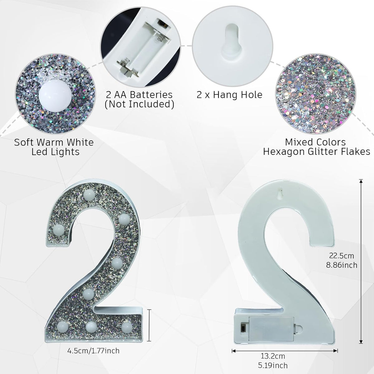 Marquee Light Letters for Table Decorations, Glitter Light Up Signs for Prom, Events, or Engagement