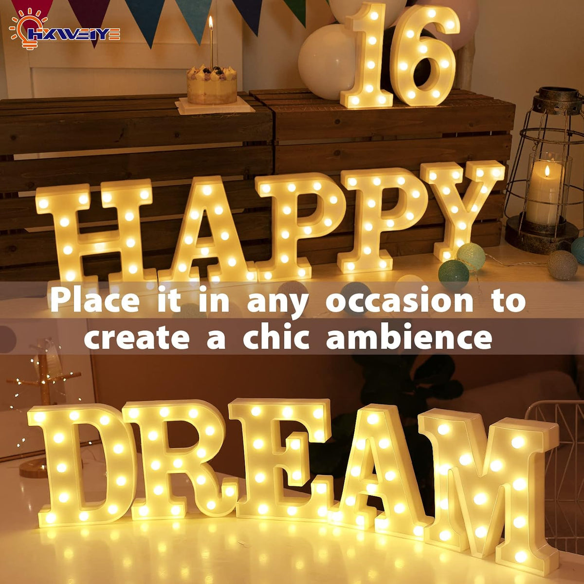 HXWEIYE Light Up Numbers-6, LED Marquee Number Lights Sign 26 Alphabet and 10 Number for Party Bar