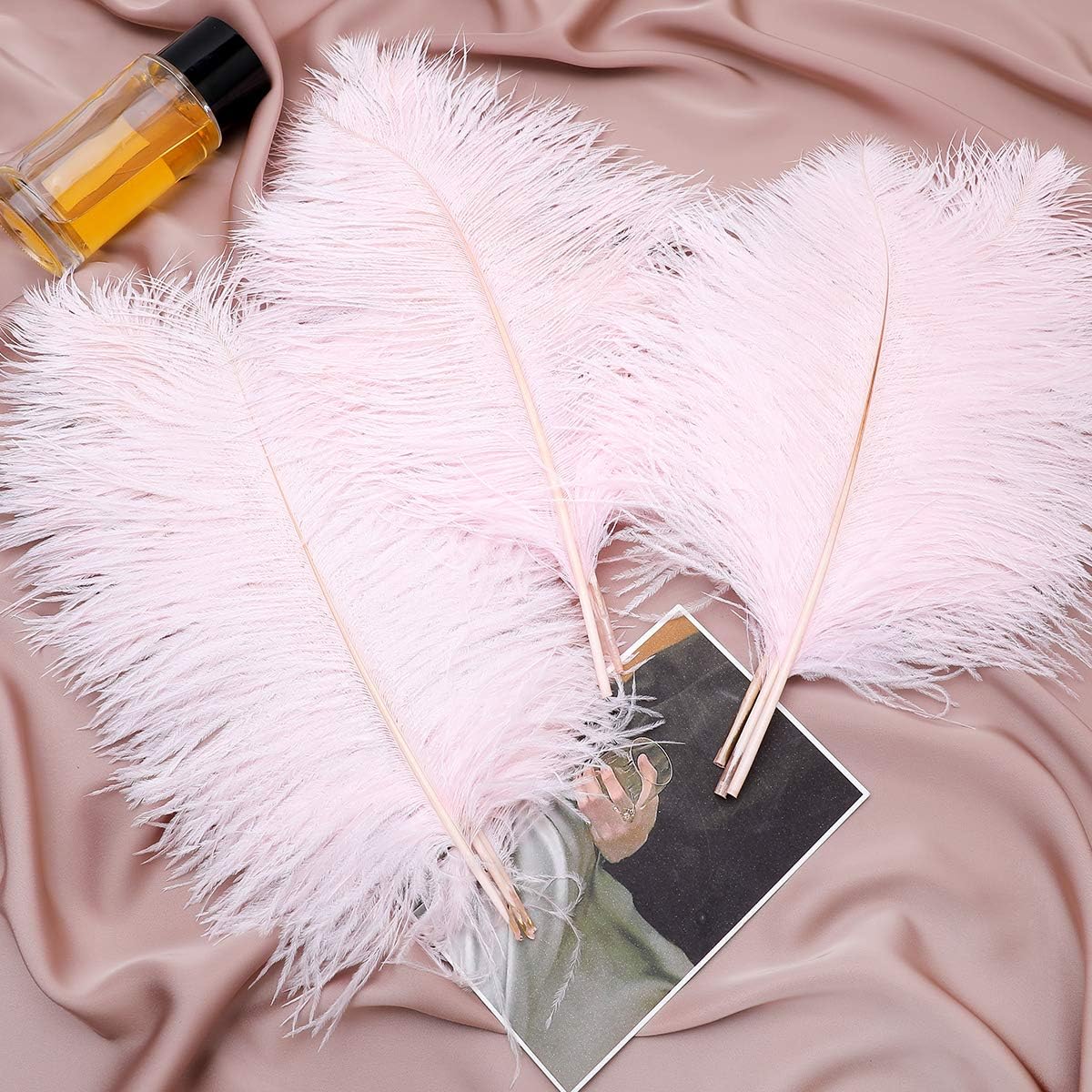 24pcs Natural Light Pink Ostrich Feathers 10-12inch (25-30cm) for Wedding Party Centerpieces，Flower