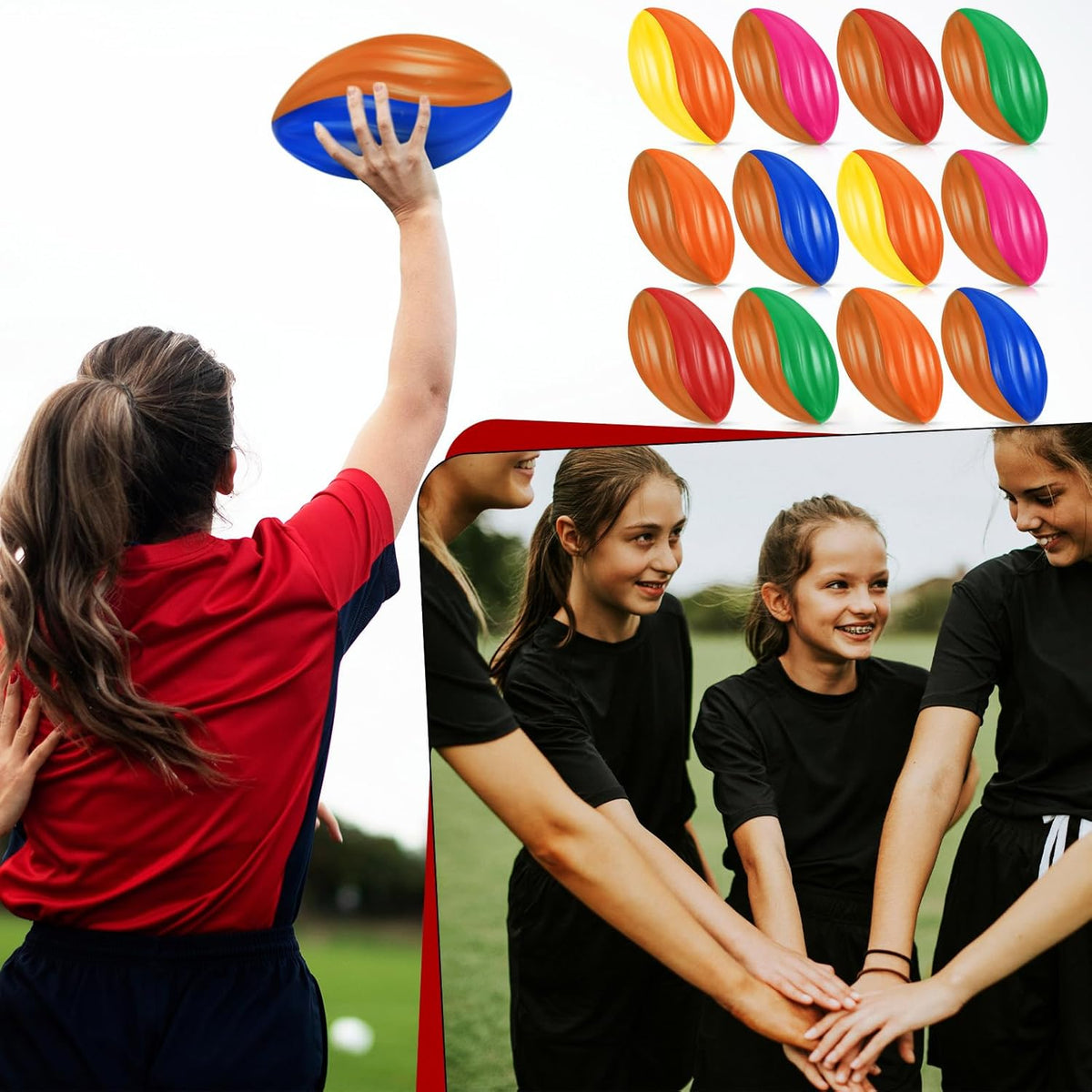 Jerify 12 Pcs Mini Footballs for Kids Spiral Foam Football Bulk 5 Inch Soft Small Waterproof Foam