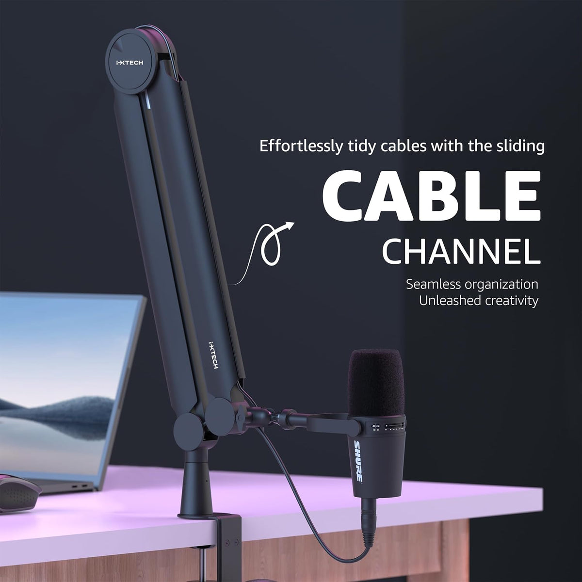IXTECH Mic Arm Boom Arm 360° Rotatable Microphone Boom Arm Mic Boom Arm with Desk Mount, Fully