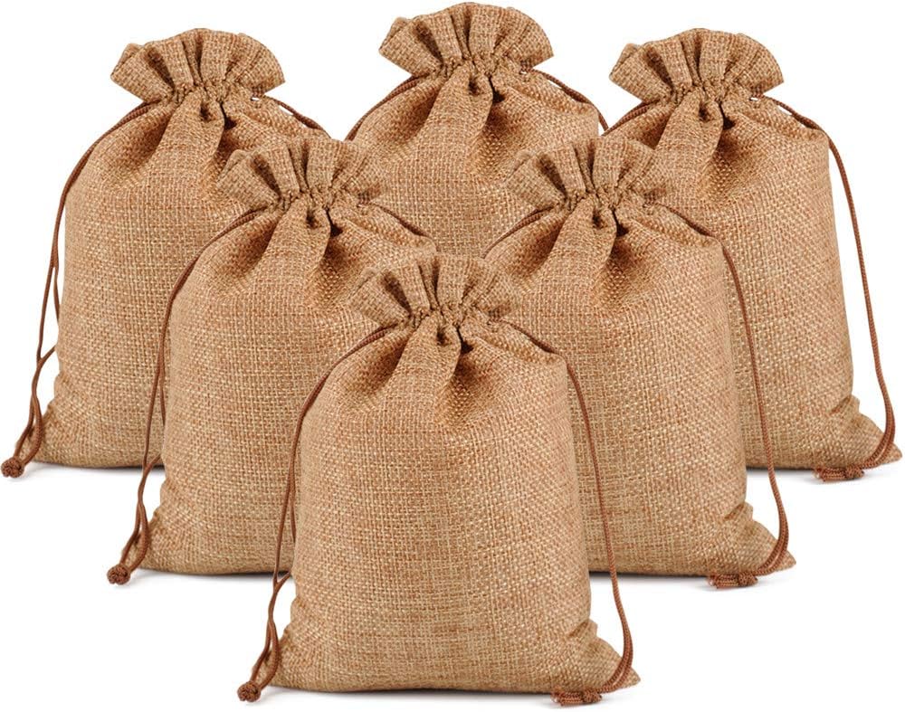 Lucky Monet 25/50/100PCS Burlap Gift Bags Wedding Hessian Jute Bags Linen Jewelry Pouches with