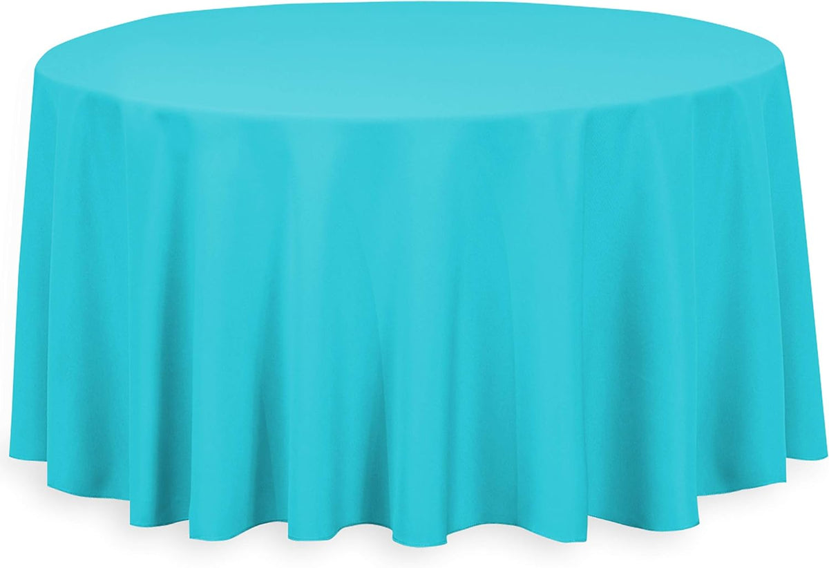 LTC LINENS Tablecloth - 120 Inch Round Tablecloths for Circular Table Cover in Turquoise Washable