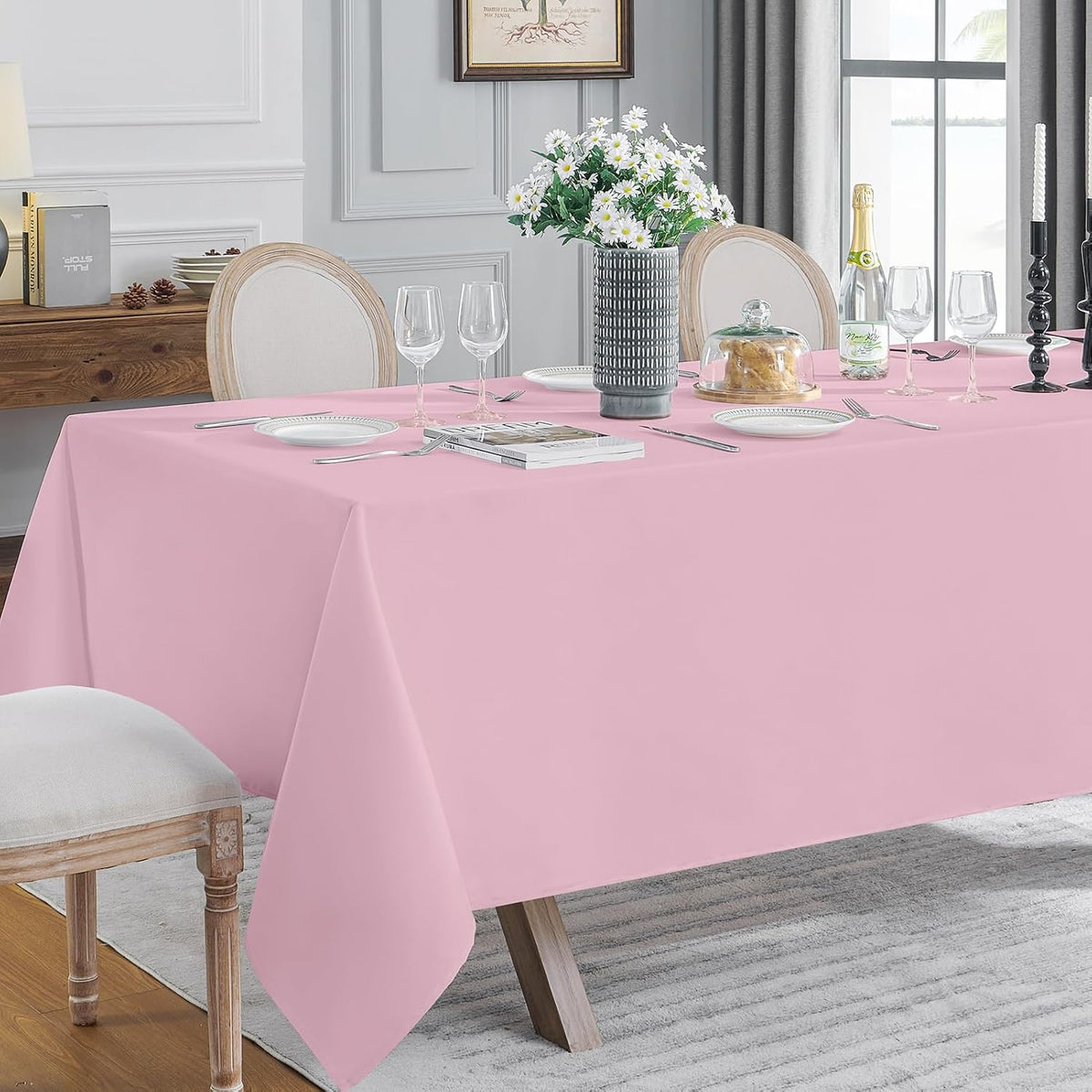 VidaFete Tablecloth 2 Pack 90 * 156inch Rectangle Table Cloth Polyester, Stain Wrinkle Resistant