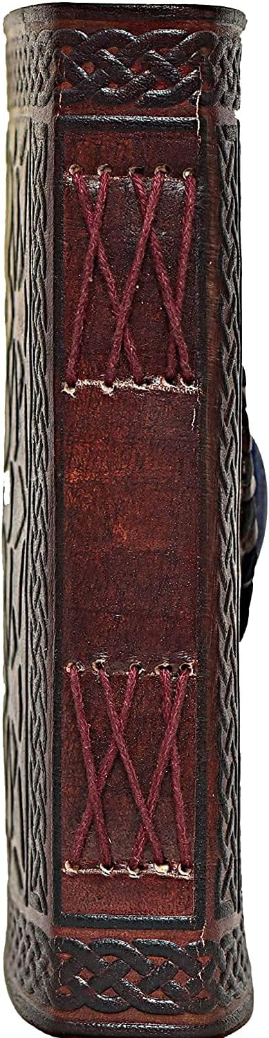 cuero 3 Moon Blue Lapiz Embossed Vintage Leather Journal | 240 Pages of Antique Handmade Deckle