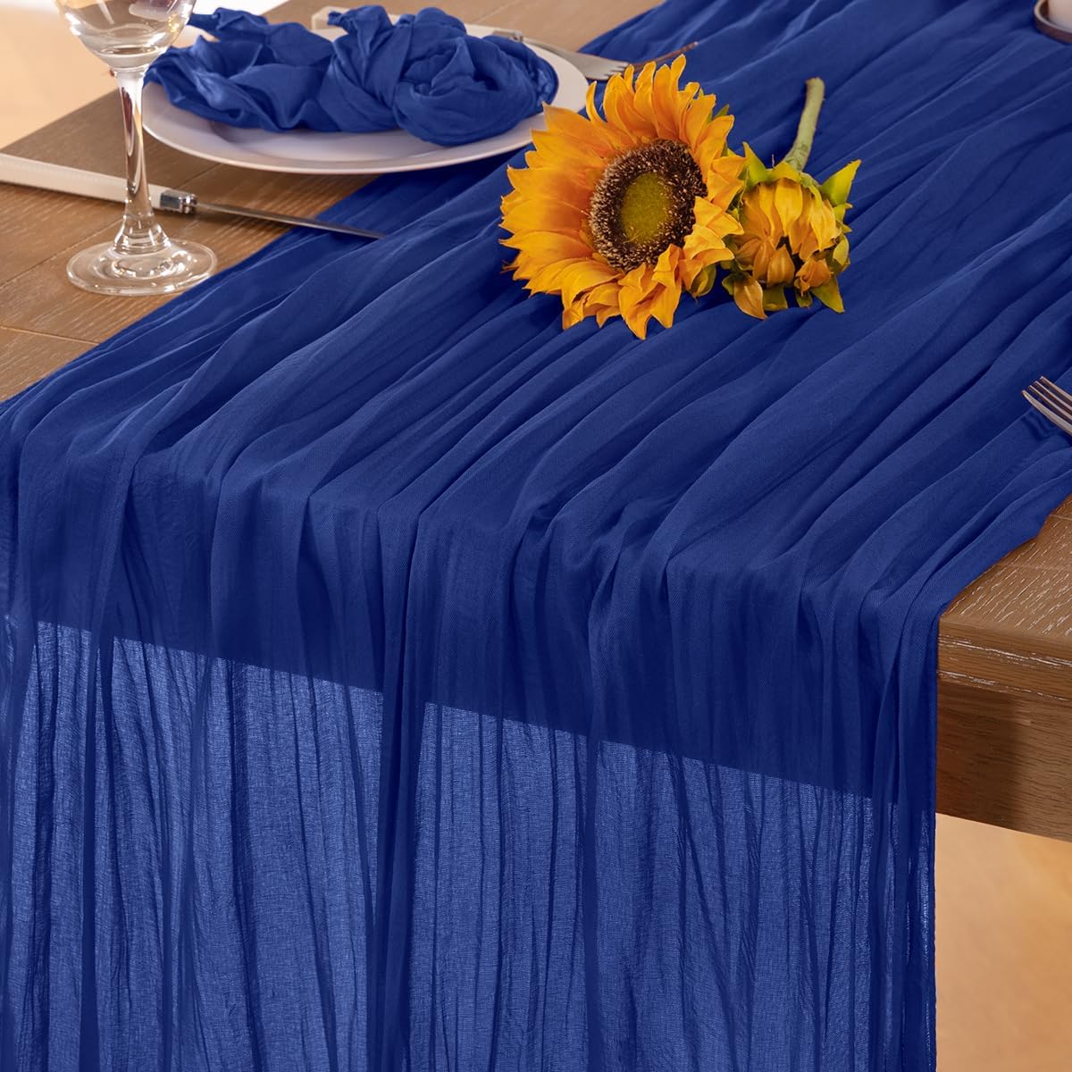 Royal Blue Cheesecloth Table Runner Blue 4 Pack Fall Table Runnerss Boho Gauze 120 Inches Fall