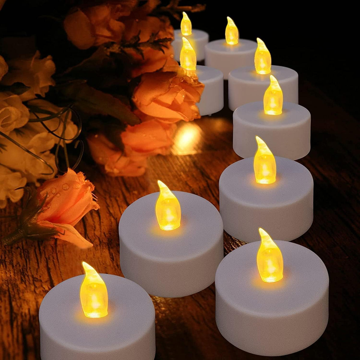 LED Tea Lights Candles- 150PACK Warm Yellow Flameless Candles Realistic and Bright Flickering Long