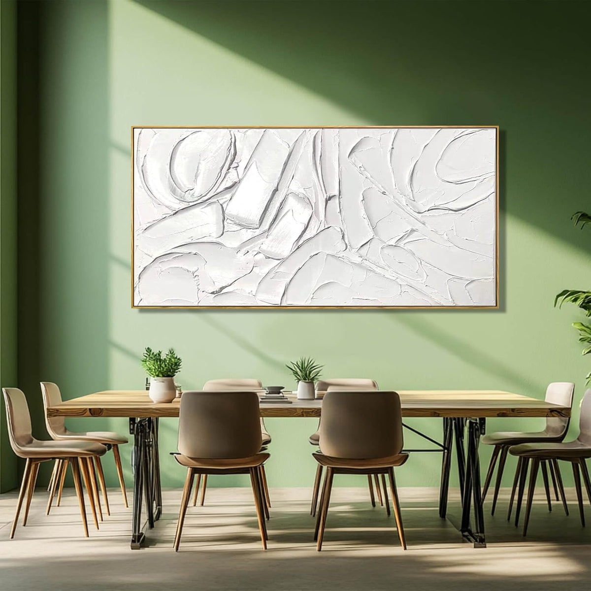 Abstract Oil Painting Artwork Framed Canvas Art Maximalist Decor 24"x48" Modern Painting Wall Art