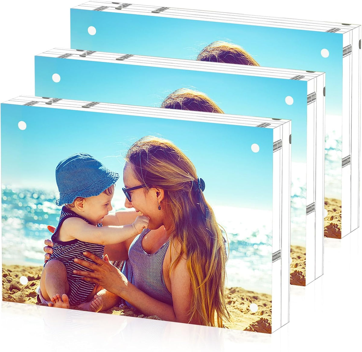 HELPLEX Acrylic Frame, 3 Pack 3.5x5 Acrylic Picture Frames, 20mm Thicker Frameless Clear Frame