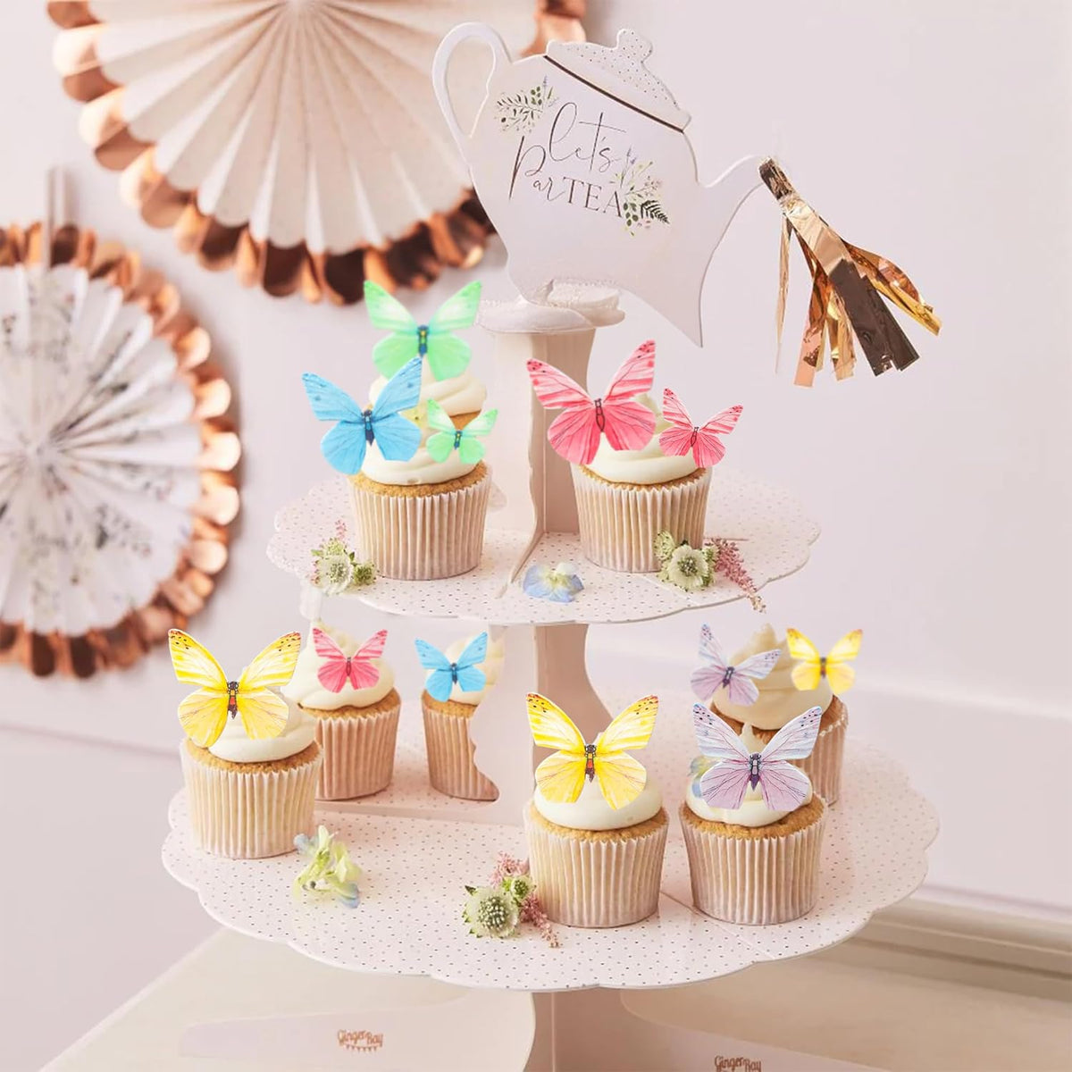 Ephlyn 72Pcs Edible Butterfly Cupcake Toppers Mixed Color Cake Picks Cute Butterfly Cake