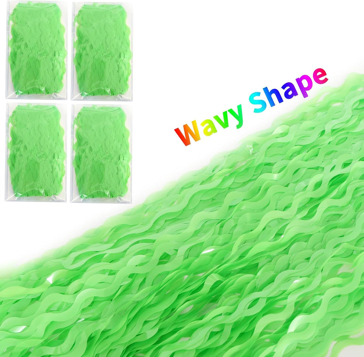 4 Pack Wavy Green Tinsel Backdrop Curtain - 3.3 ft x 6.6 ft Green Foil Fringe Curtains Photo Booth