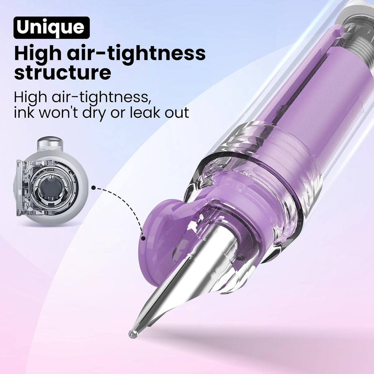 WRITECH Fountain Pen Fine Nib: Retractable Black Ink Pens Set Includes 5 Ink Cartridges Smooth