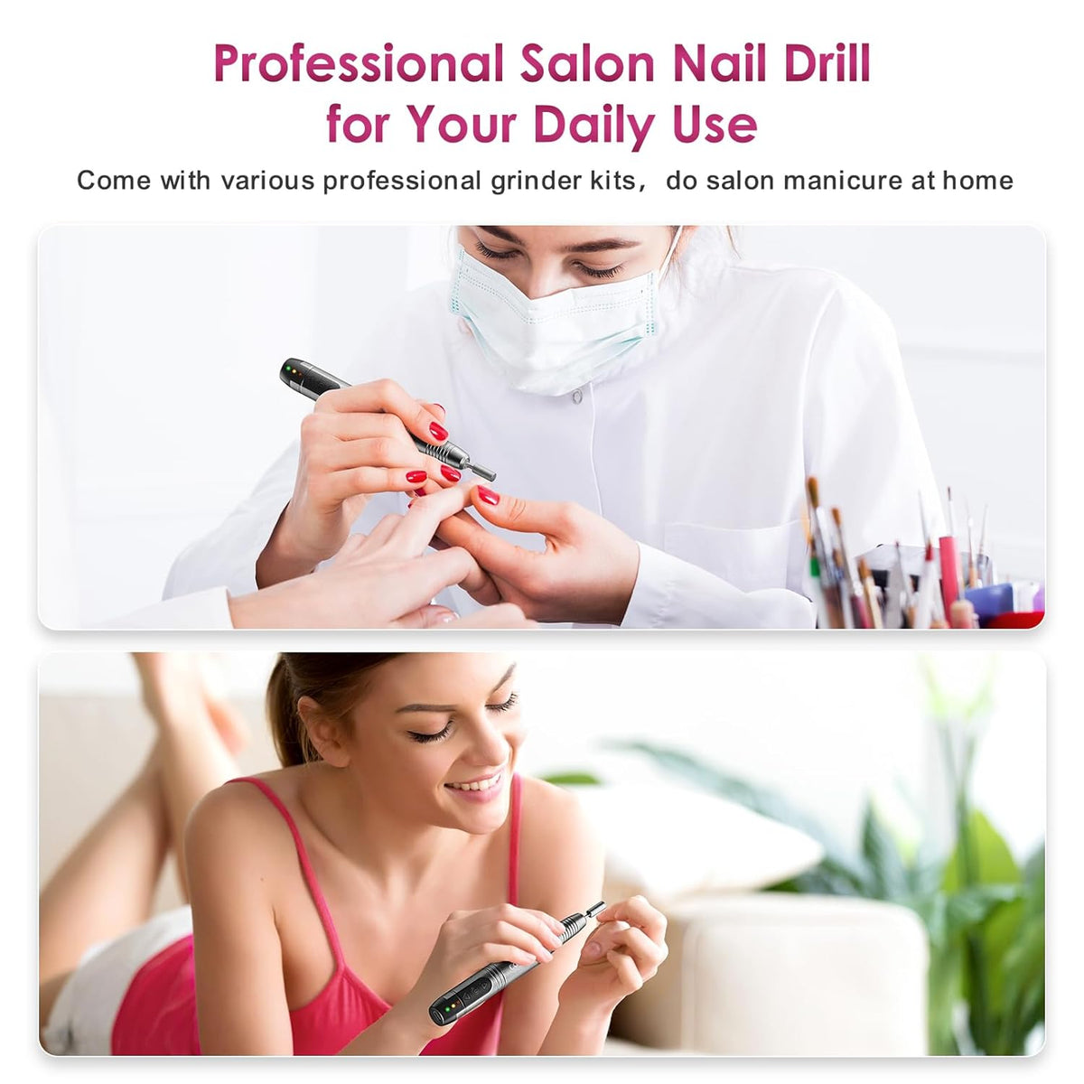 COSLUS Cordless Nail Drill Electric File: Professional for Acrylic Gel Dip Powder Nails Portable
