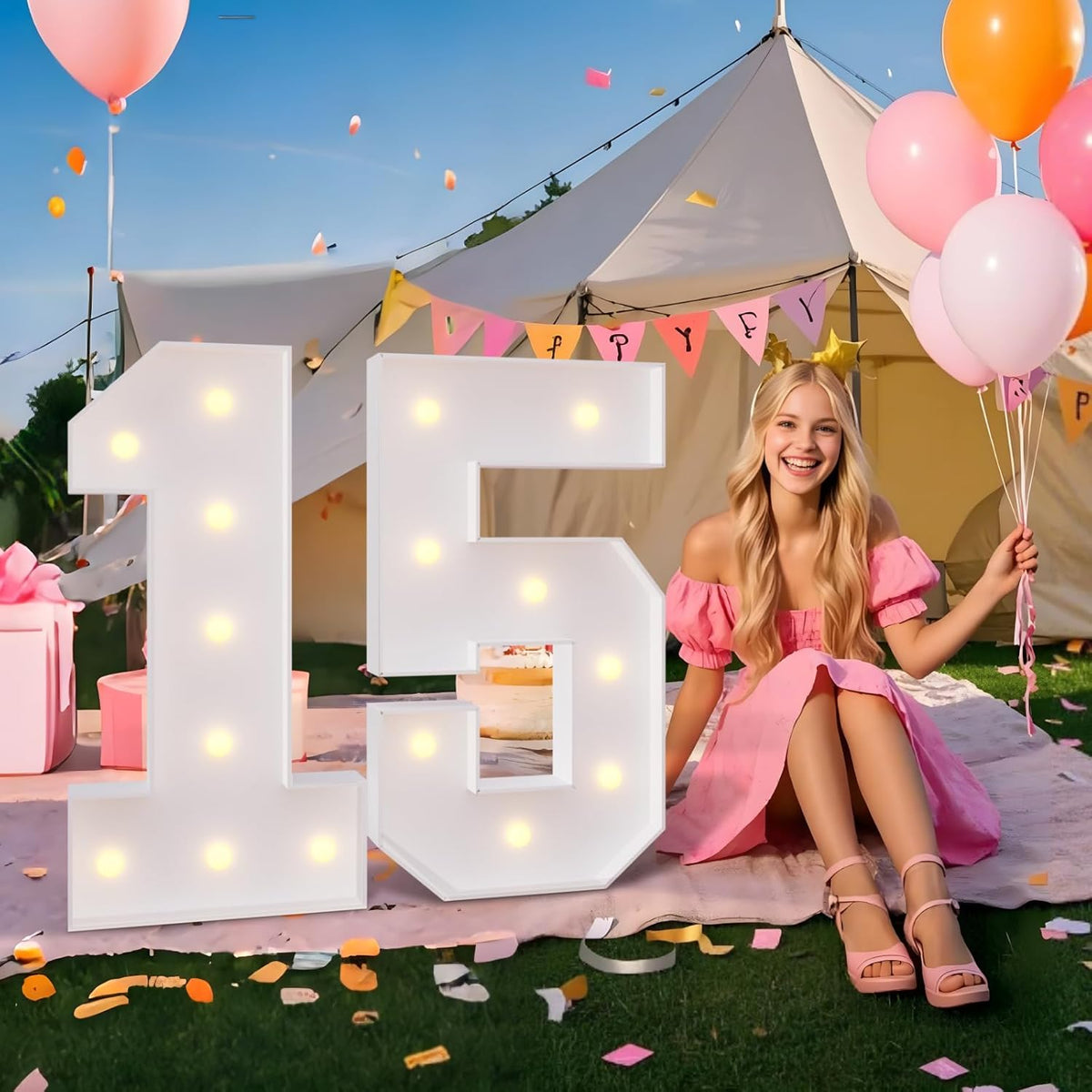 imprsv 3FT Light Up Numbers, Marquee Numbers 3 for Birthday and Anniversary Party Decorations