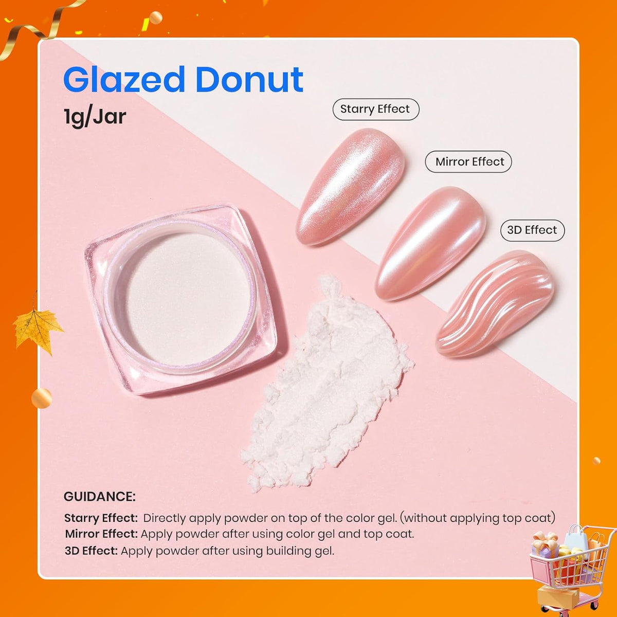 Beetles White Chrome Nail Powder for Gel Nails Pearl Cromer Nail Powder Mirror Effect Nails Gel