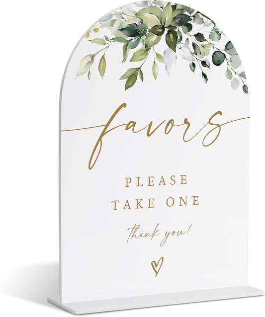 Please Take One Sign, Gift Table Sign, Greenery Gold Bridal Shower Decorations, Wedding Signs for
