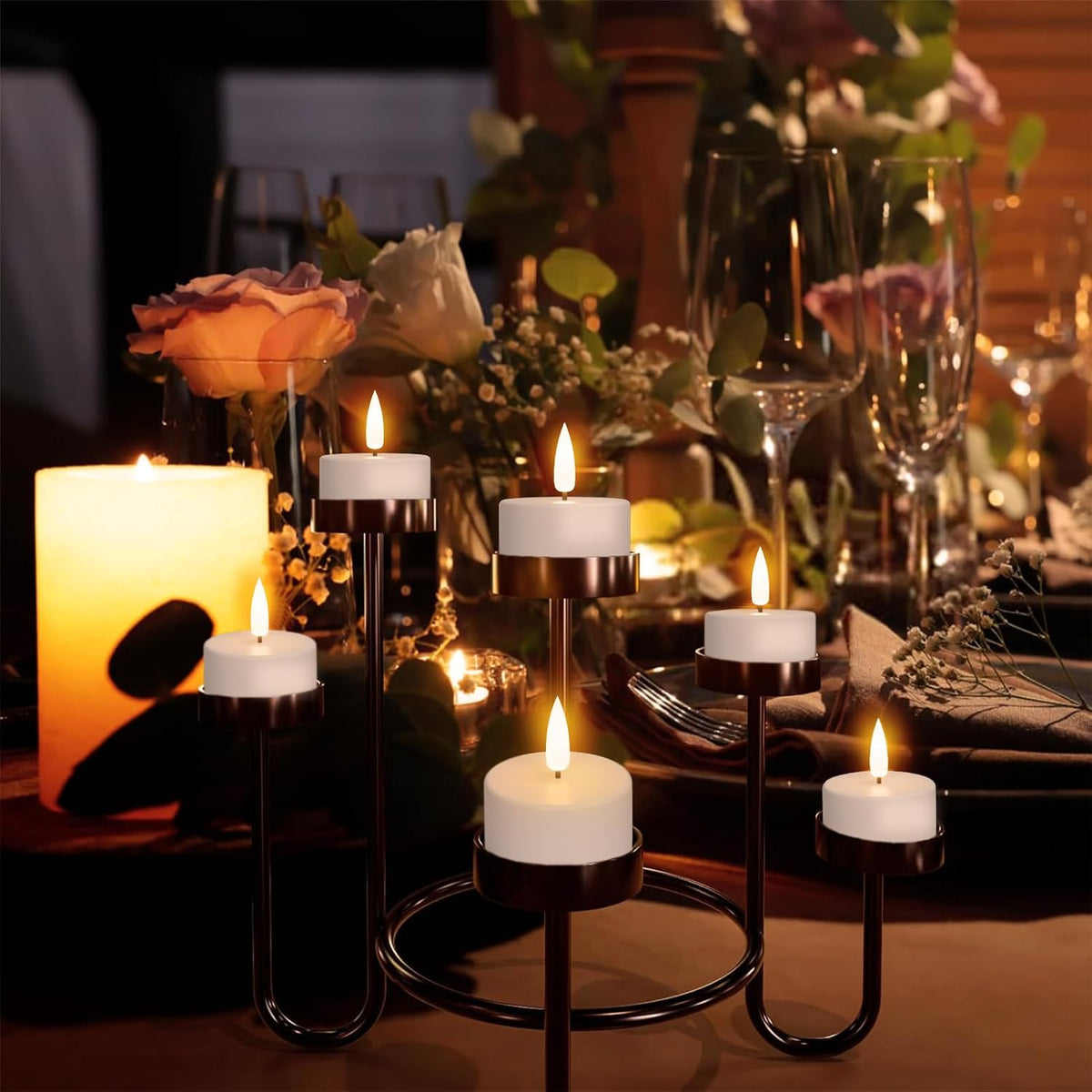 Rechargeable Tea Lights Candles Battery Operated, 12 Pcs White Battery Tea Lights with Remote and