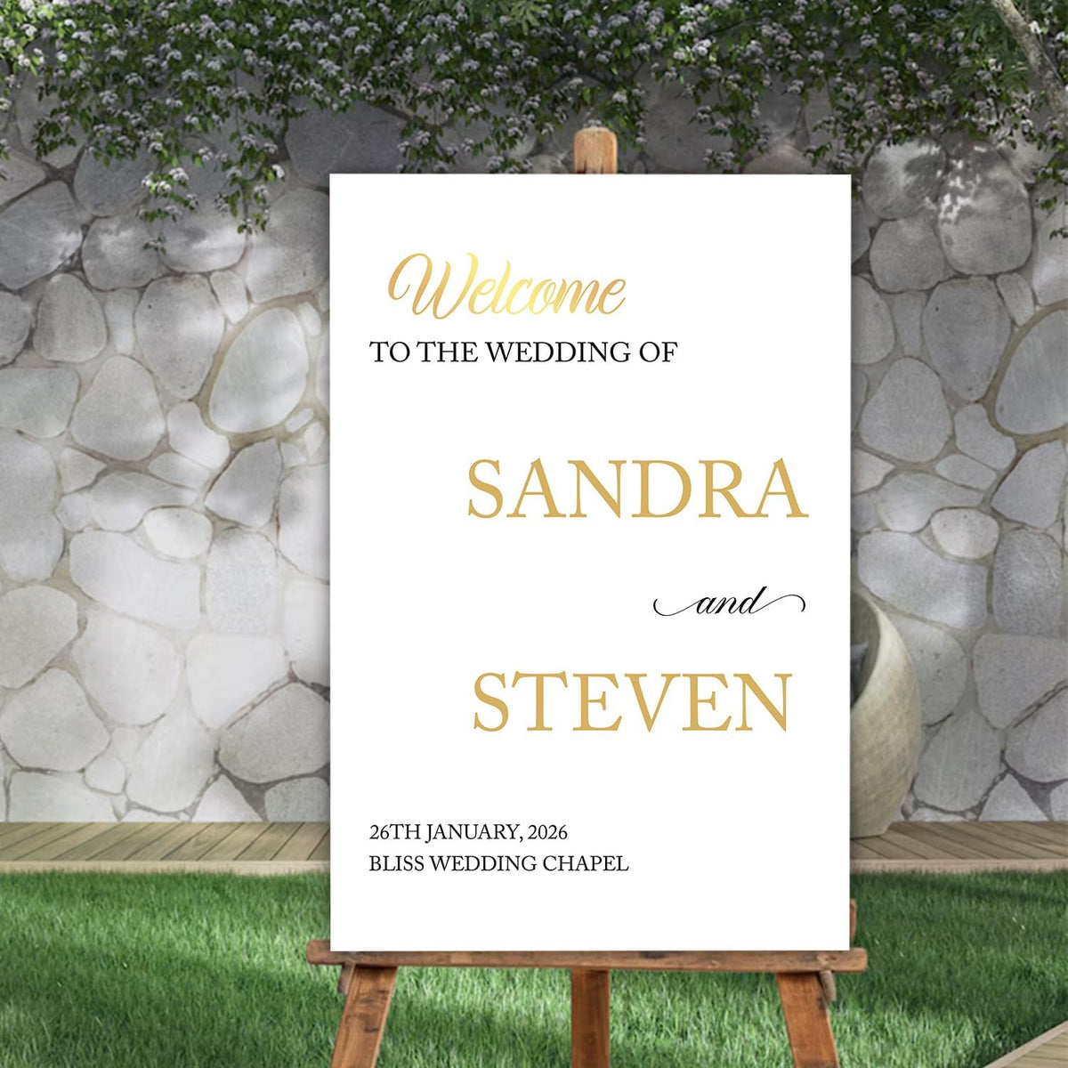 Personalized Modern Wedding Welcome Sign, Minimalist Printed Welcome Sign for Ceremony, Custom