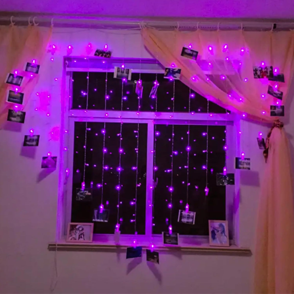Purple String Lights, 33ft 100 LED 8 Modes Clear Wire Plug in Christmas Easter Tree Decorative