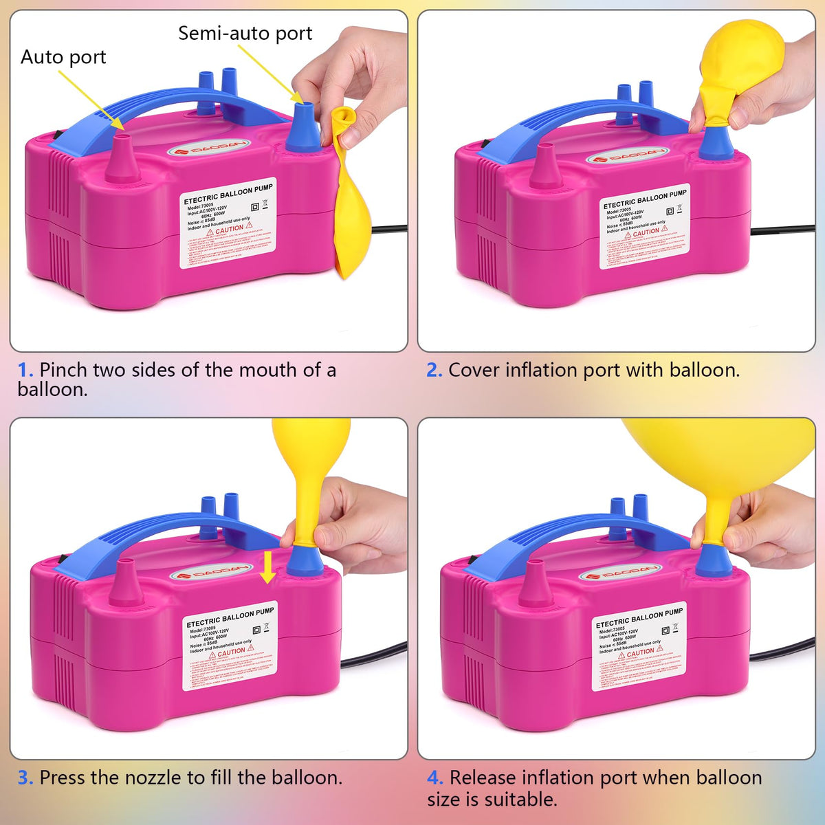 IDAODAN Electric Balloon Pump, Portable Electric Balloon Blower Machine Inflator Air Pump for Party