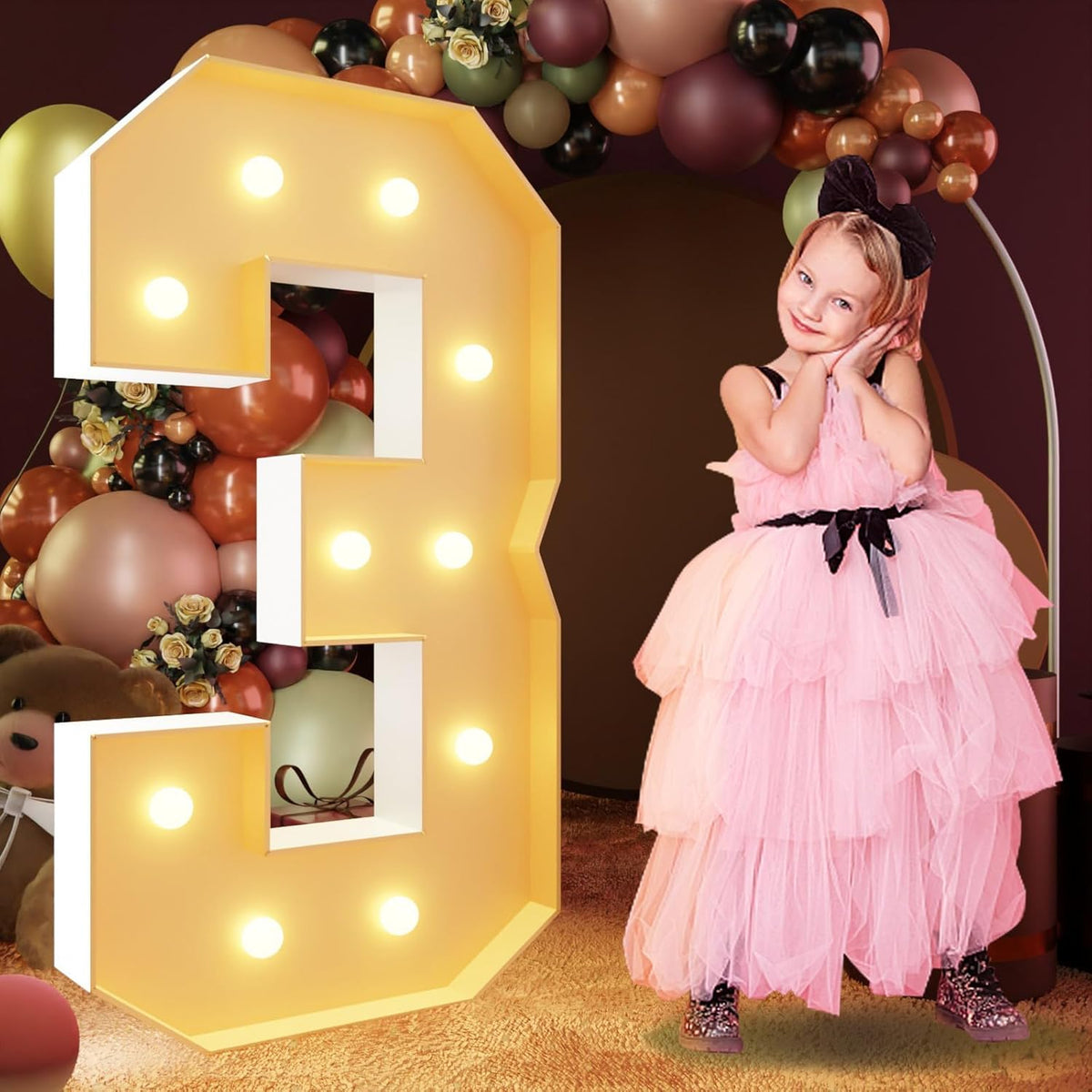 imprsv 4FT Marquee Numbers, Light Up Letters for 30th Birthday & Anniversary Parties, Pre-Cut Foam