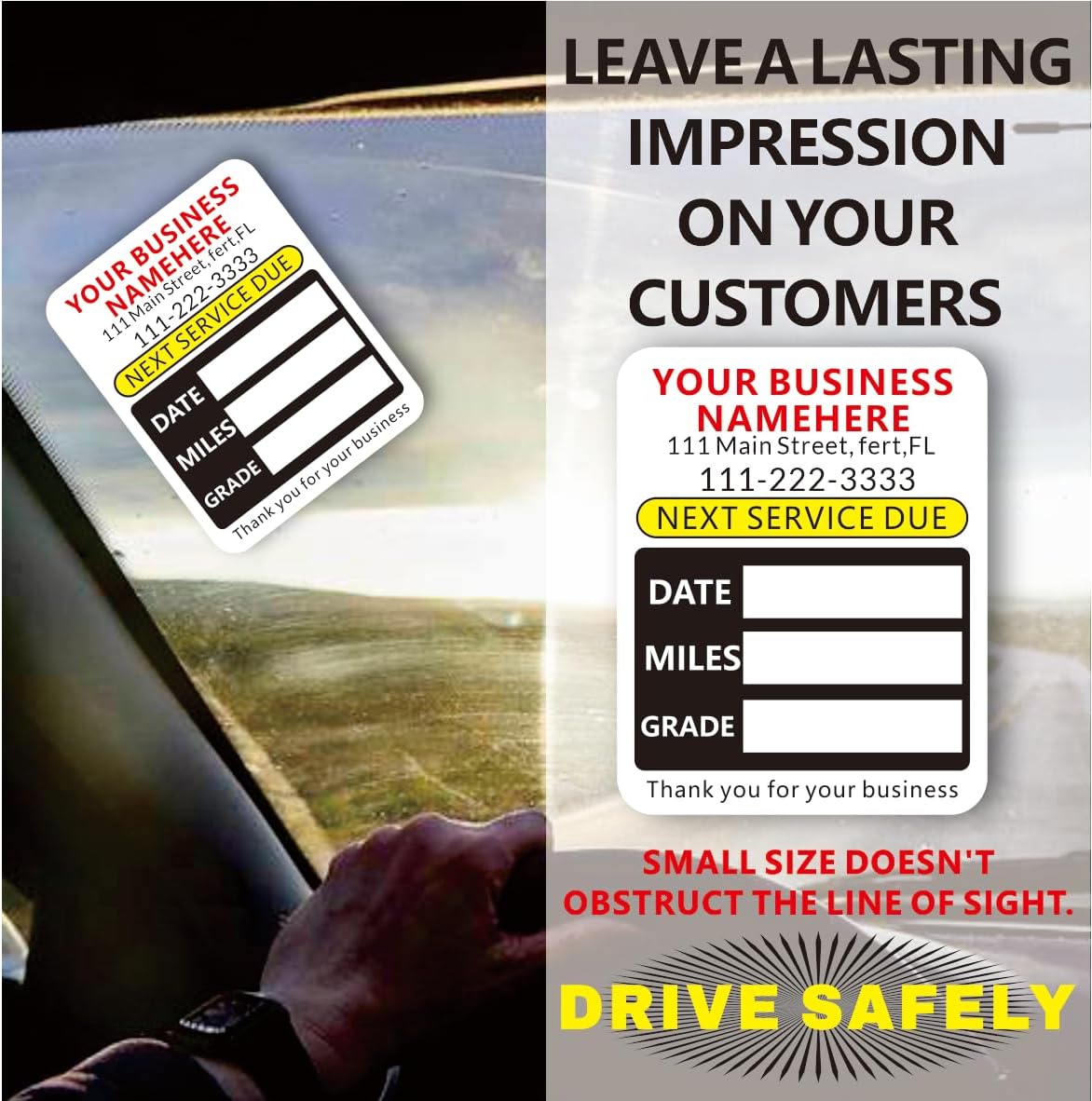 Custom Oil Change Stickers with Your Business Name - Auto Maintenance Service Reminder for Cars